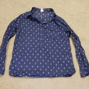 Gap navy 3/4 button down cactus blouse